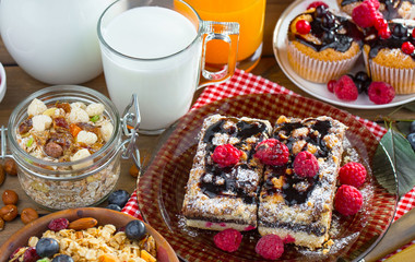 Healthy breakfast on an old background