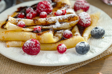 Healthy breakfast on an old background. The concept of tasty and healthy food.