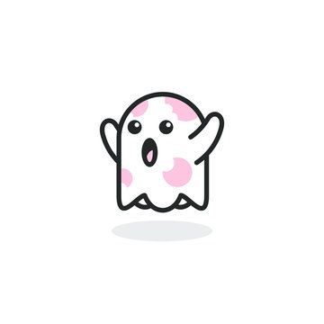 Cute ghost icon isolated on white backgrounds.