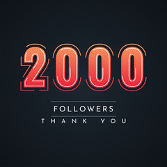 Thank You 2000 Followers illustration template design