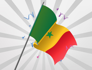 The celebratory flag of Senegal flew at a height