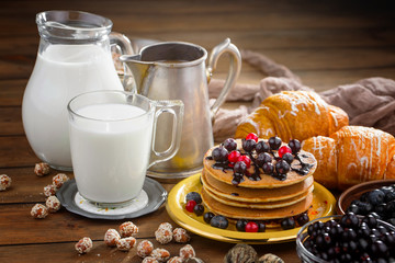 Healthy breakfast on an old background