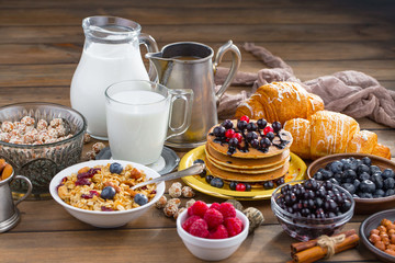 Healthy breakfast on an old background