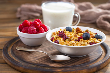 Healthy breakfast on an old background