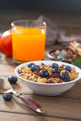 Healthy breakfast on an old background