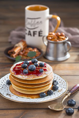 Healthy breakfast on an old background