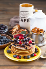 Healthy breakfast on an old background