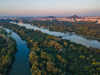 Fototapeta premium Maritsa River passing near the city of Plovdiv, Bulgaria
