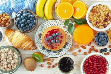 Healthy breakfast on an old background