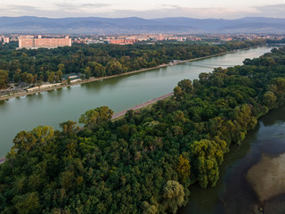 Fototapeta na wymiar Maritsa River passing near the city of Plovdiv, Bulgaria