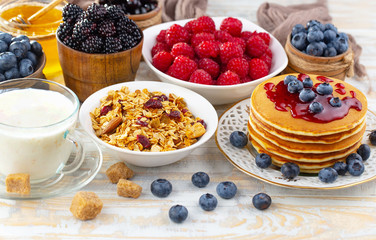 Healthy breakfast on an old background