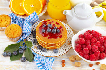 Healthy breakfast on an old background