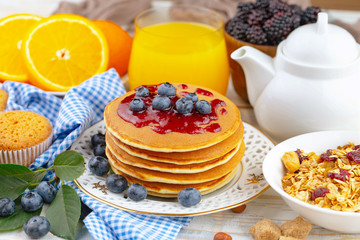 Healthy breakfast on an old background