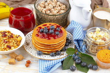 Healthy breakfast on an old background
