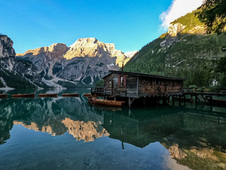 Fototapeta premium Lake Braies scenery landscape, Italy