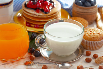 Healthy breakfast on an old background