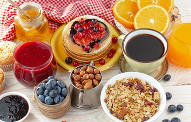 Healthy breakfast on an old background