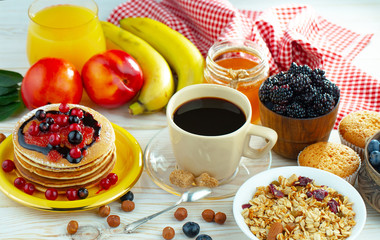 Healthy breakfast on an old background