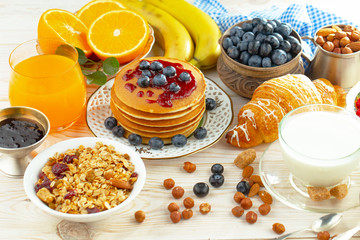 Healthy breakfast on an old background
