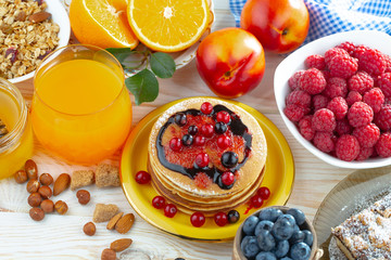 Healthy breakfast on an old background