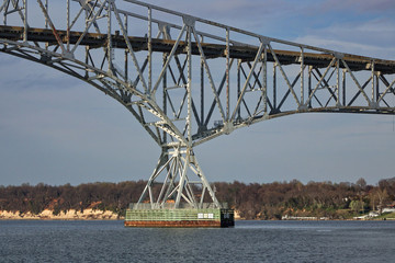 View of the Governor Harry W. Nice Memorial/Senator Thomas "Mac" Middleton Bridge (301 Bridge) from the Potomac River, bridge connects Dahlgren Virginia and Newburg Maryland. 