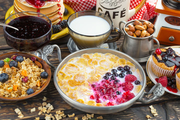 Healthy breakfast on an old background