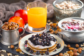 Healthy breakfast on an old background