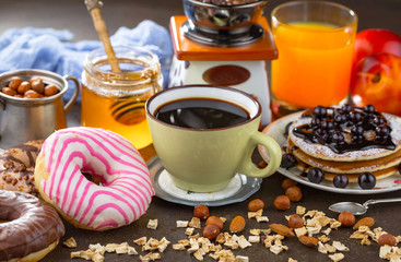 Healthy breakfast on an old background