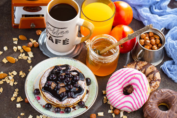 Healthy breakfast on an old background