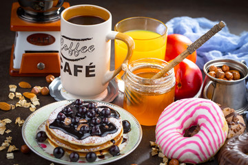Healthy breakfast on an old background
