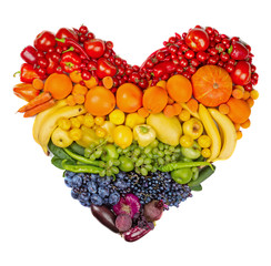 Rainbow heart of fruits and vegetables - 371688969