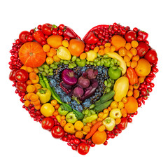 Rainbow heart of fruits and vegetables - 371688982