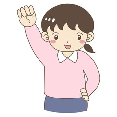 ガッツポーズをして笑う女の子