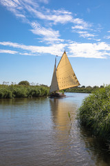Yacht on the River Ant, The Broads, Norfolk, UK
