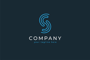 S logo, letter S of a line, letter logo design template, vector illustration