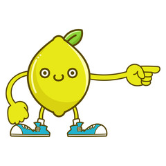 kawaii smiling lemon fruit with sneakers cartoon
