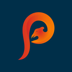 Obraz premium Gradient Bird vector logo with Initials Letter 