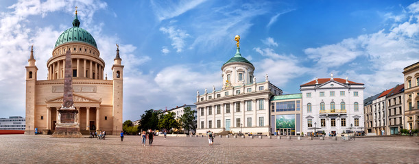 Old Market Square (Am Alten Markt) with St. Nicholas' Church in Potsdam, Germany - obrazy, fototapety, plakaty