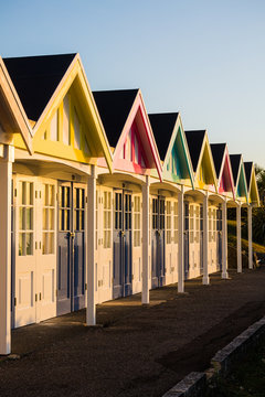 Beach Huts at Greenhill Weymouth on a Summer's morning