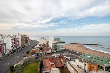 Aerial view of the city of Mar del Plata from Independence Avenue one winter afternoon.