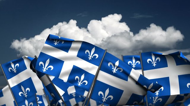 Waving Quebec State Flags (seamless & alpha channel)