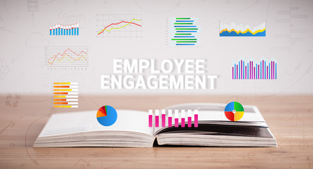 Open book with EMPLOYEE ENGAGEMENT inscription, new business concept