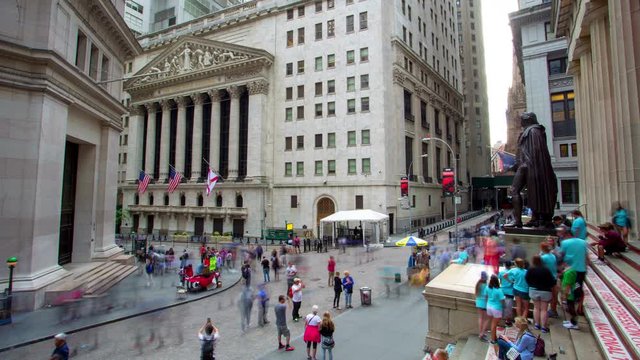 Wall street time lapse in Manhattan, New York City