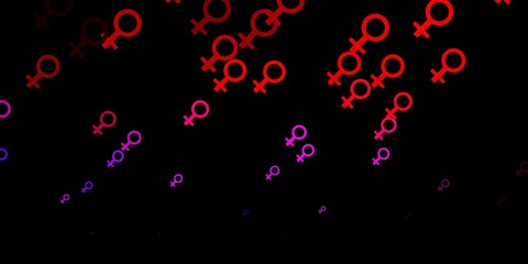 Dark Pink, Red vector texture with women's rights symbols.