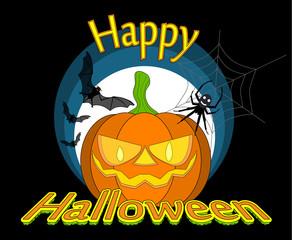 Halloween pumpkin holliday bat spider moon