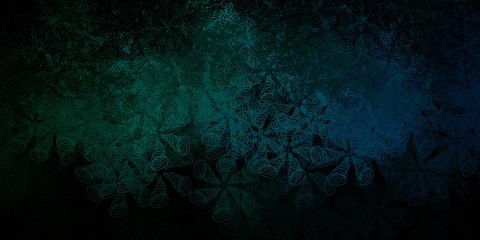 Dark green vector background with bubbles.
