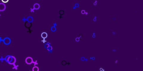 Light Pink, Blue vector backdrop with woman's power symbols.