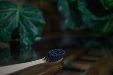 Cepillo de madera de bambú con cerdas de carbón activado