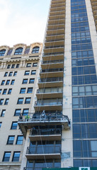 window washer working on highrise building in Chicago