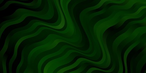 Dark Green vector background with curved lines. Colorful illustration with curved lines. Pattern for booklets, leaflets.